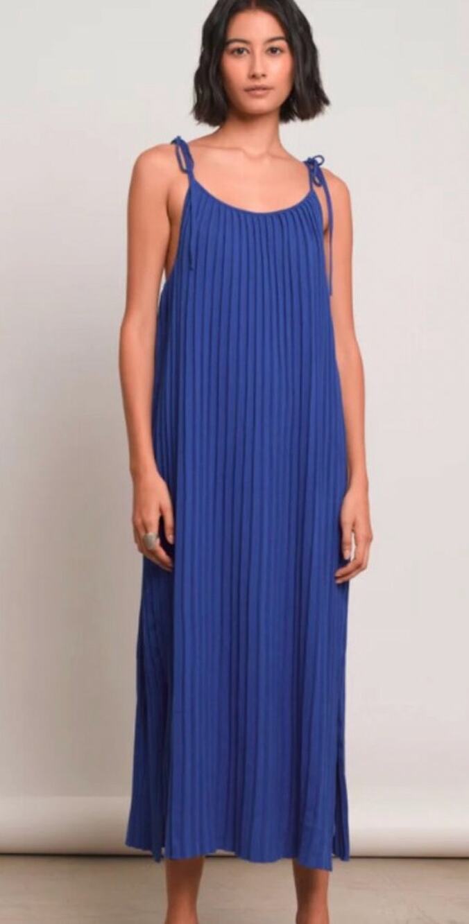 ELEVEN SIX Simone Pleated Midi Dress Azul Blue XL/XXL NWT